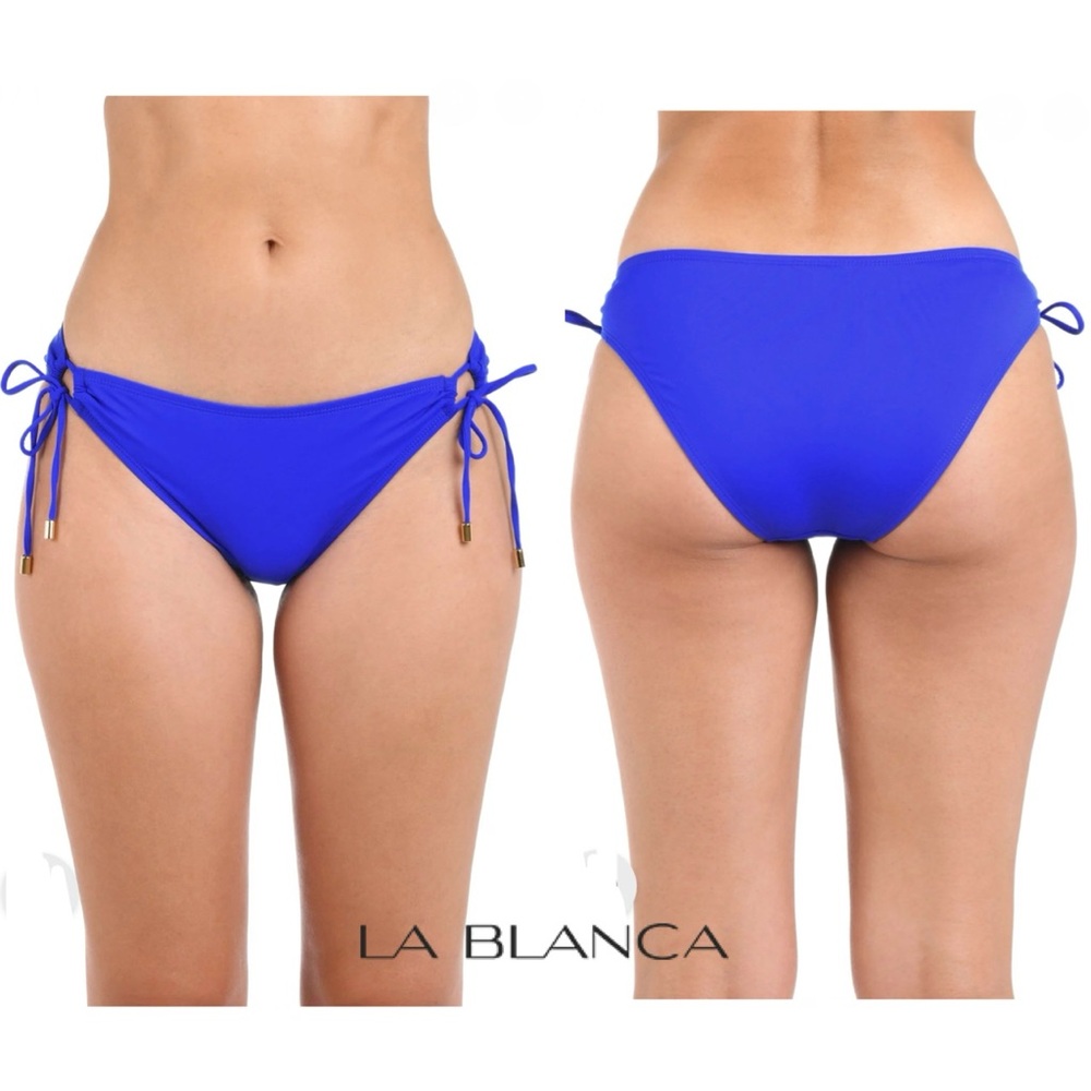 La Blanca Women's Blue Side Tie Hipster Bikini Bottom. Size 16 NWT